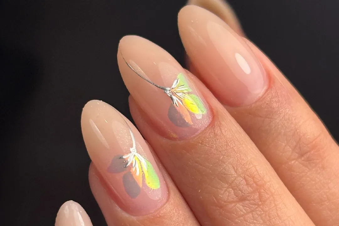Builder gel manicure in a sheer nude